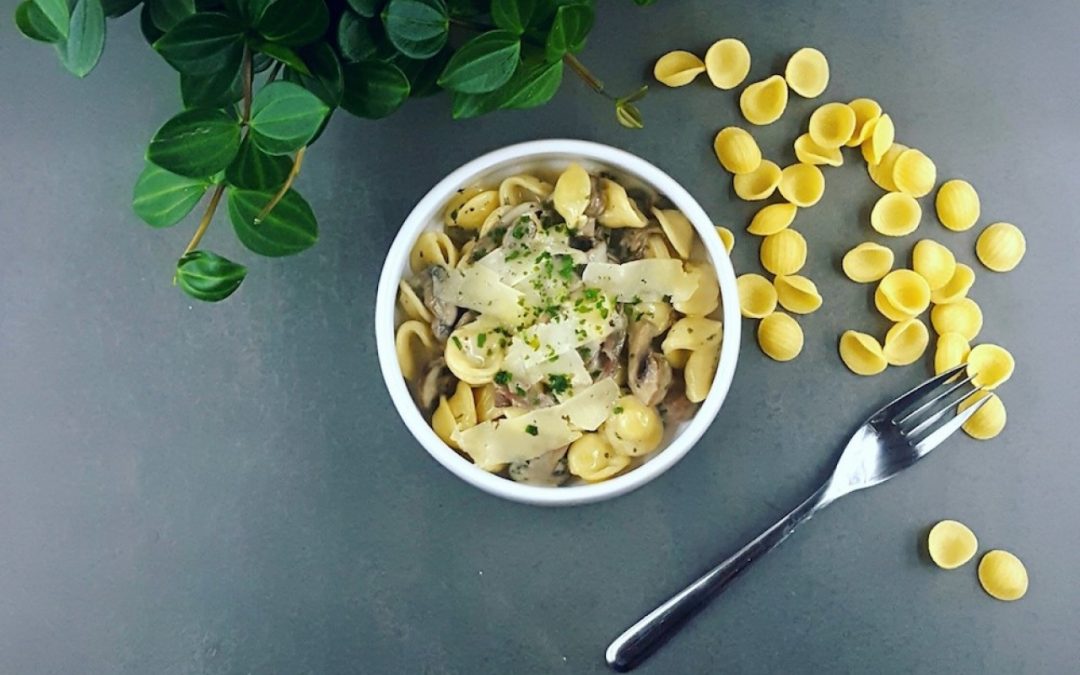 Pastasotto du Sud-Ouest au magret fumé et champignons